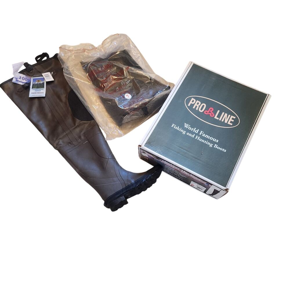 NIB Pro Line Rubber Hip Boot Brown with Knee pads size Men 7